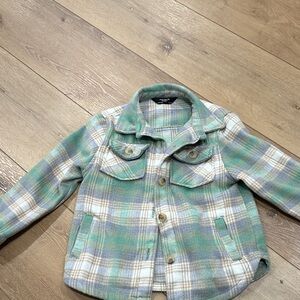 Cozy Kids Plaid Jacket in Green and Cream